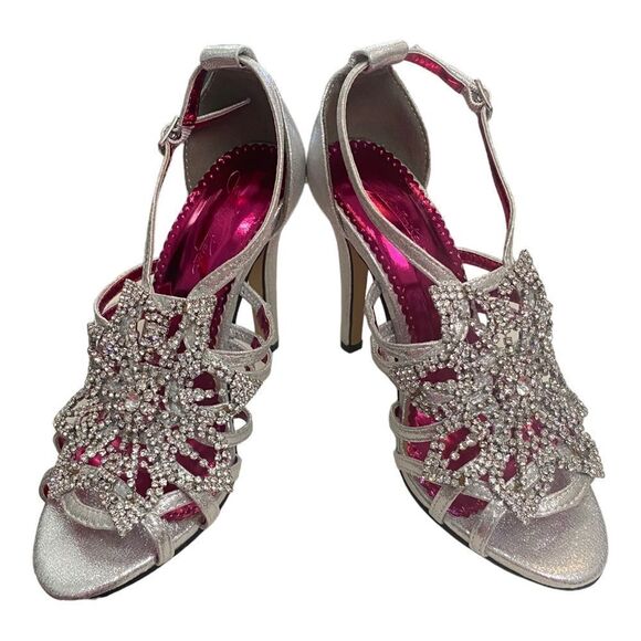 JONATHAN KAYNE Stella Women's Silver Jeweled Star Heels NEW 6.5 - Picture 4 of 6